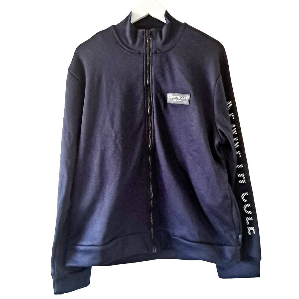 Kenneth Cole New York Full Zip Mock Neck Long Sleeve Knit Jacket - L (NWT)